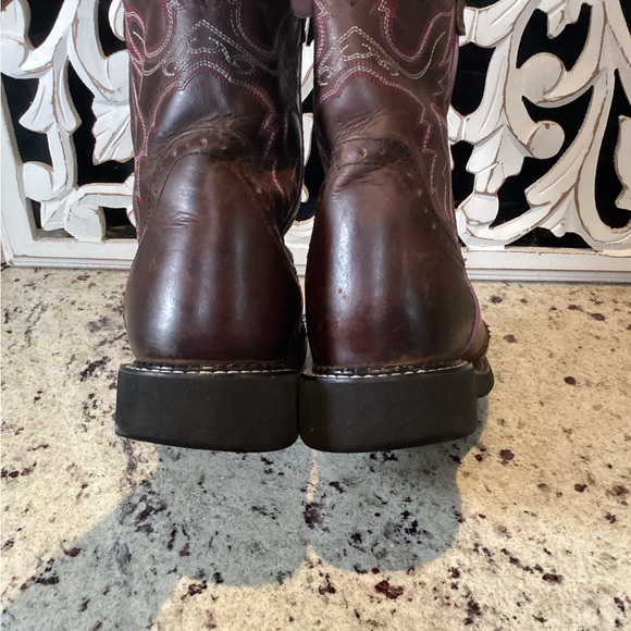 Justin Gypsy Cowgirl Brown Leather Pink Trim Detail Western Boots Size 8.5 - Picture 8 of 12